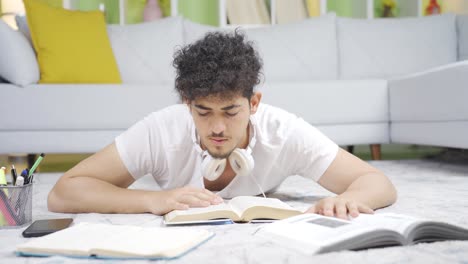 male student listening to news and announcements.