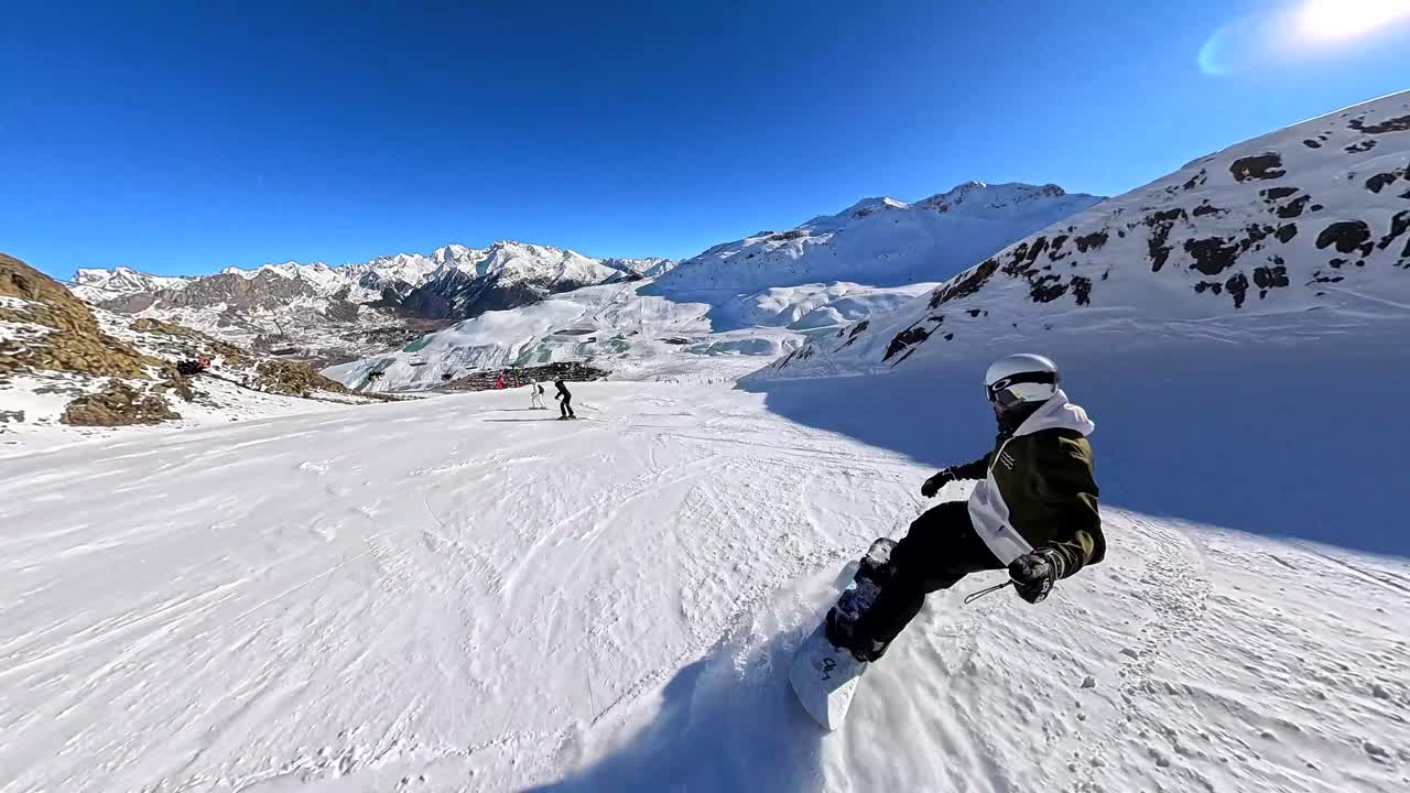 Snowboarding in the Mountains
