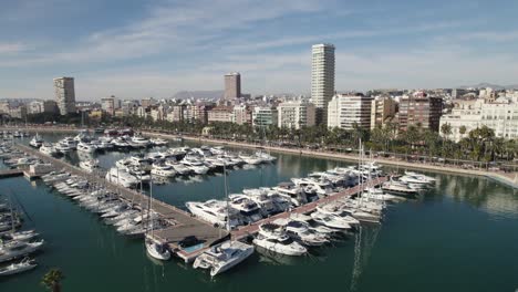 Marina-on-stunning-Mediterranean-coastline-packed-with-watercraft