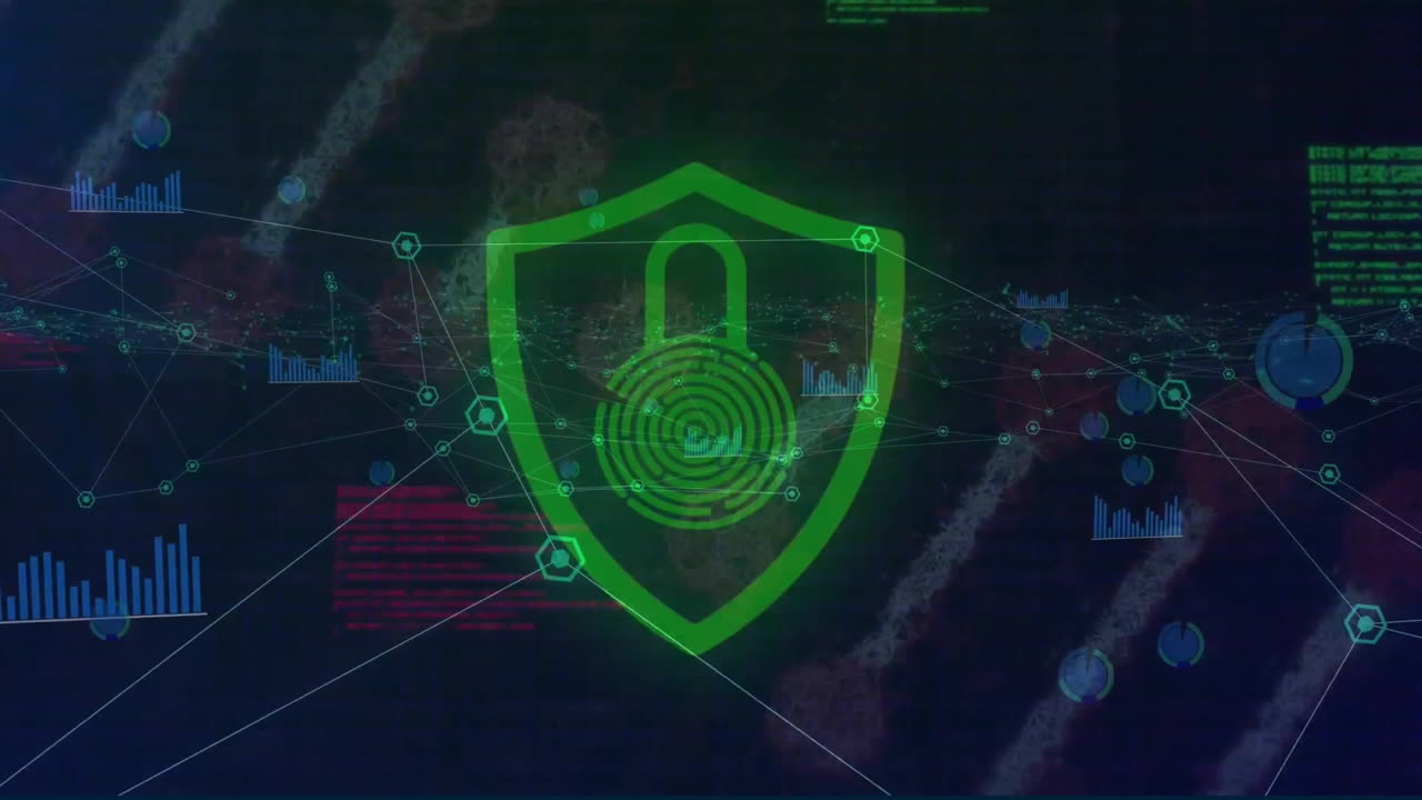 animación del procesamiento de datos digitales con candado