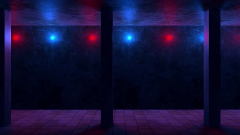 dark underground neon corridor