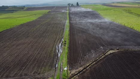 aerial drone flyover agricultural land, el pedregal neighborhood, cantón mejía, province of pichincha, ecuador