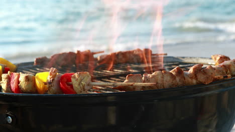 Close-up-of-barbecue-on-the-beach