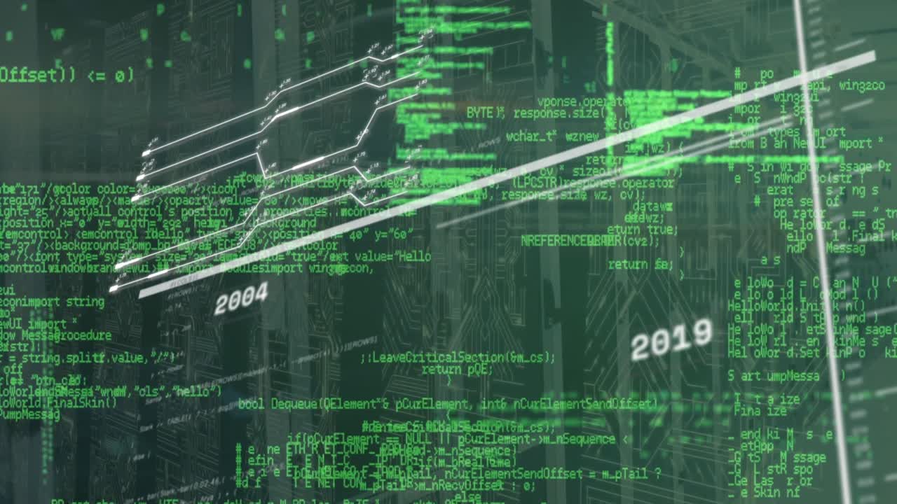 Animation of interface with data processing against microprocessor connections over server room