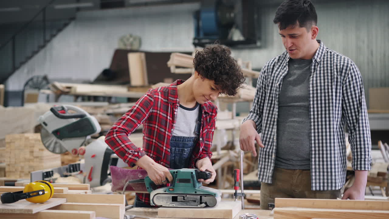 Woodworking Process: Two Craftsmen working together