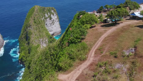 drone shot of indonesia nusa penida kelingking beach , aerial view