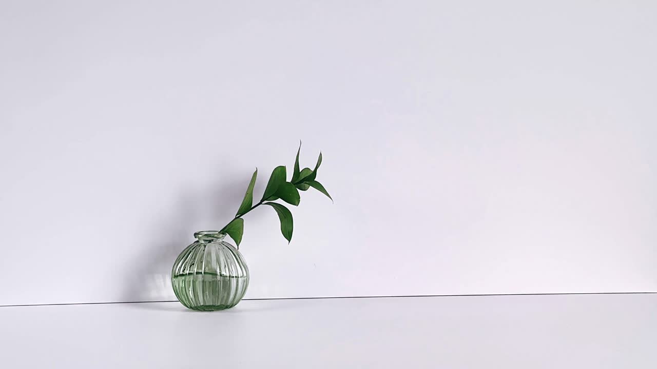 jarrón verde con hojas