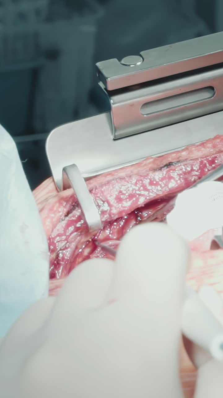 trattamento laser avanzato in un centro medico. un medico esperto utilizza strumenti di precisione durante un'intricata operazione di bypass coronarico in ospedale