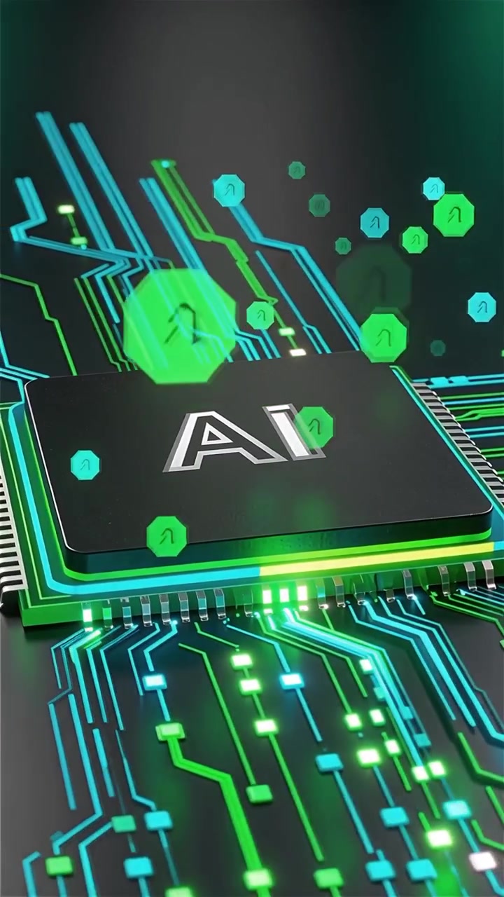 Futuristic AI Chip Motherboard Technology Background