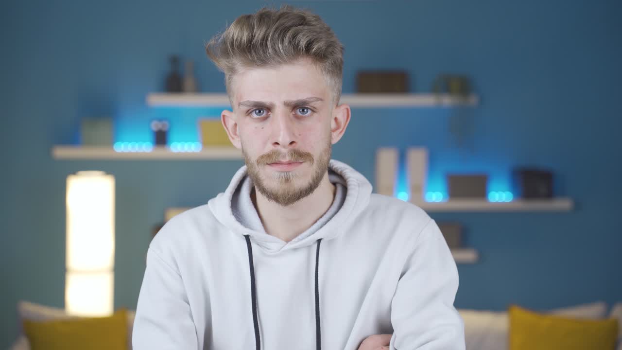 화난 젊은이의 초상화.