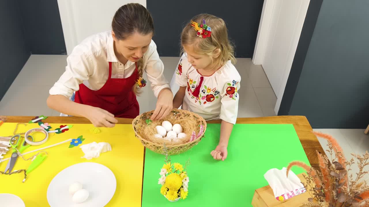 Mother and Daughter Easter Egg Craft Time