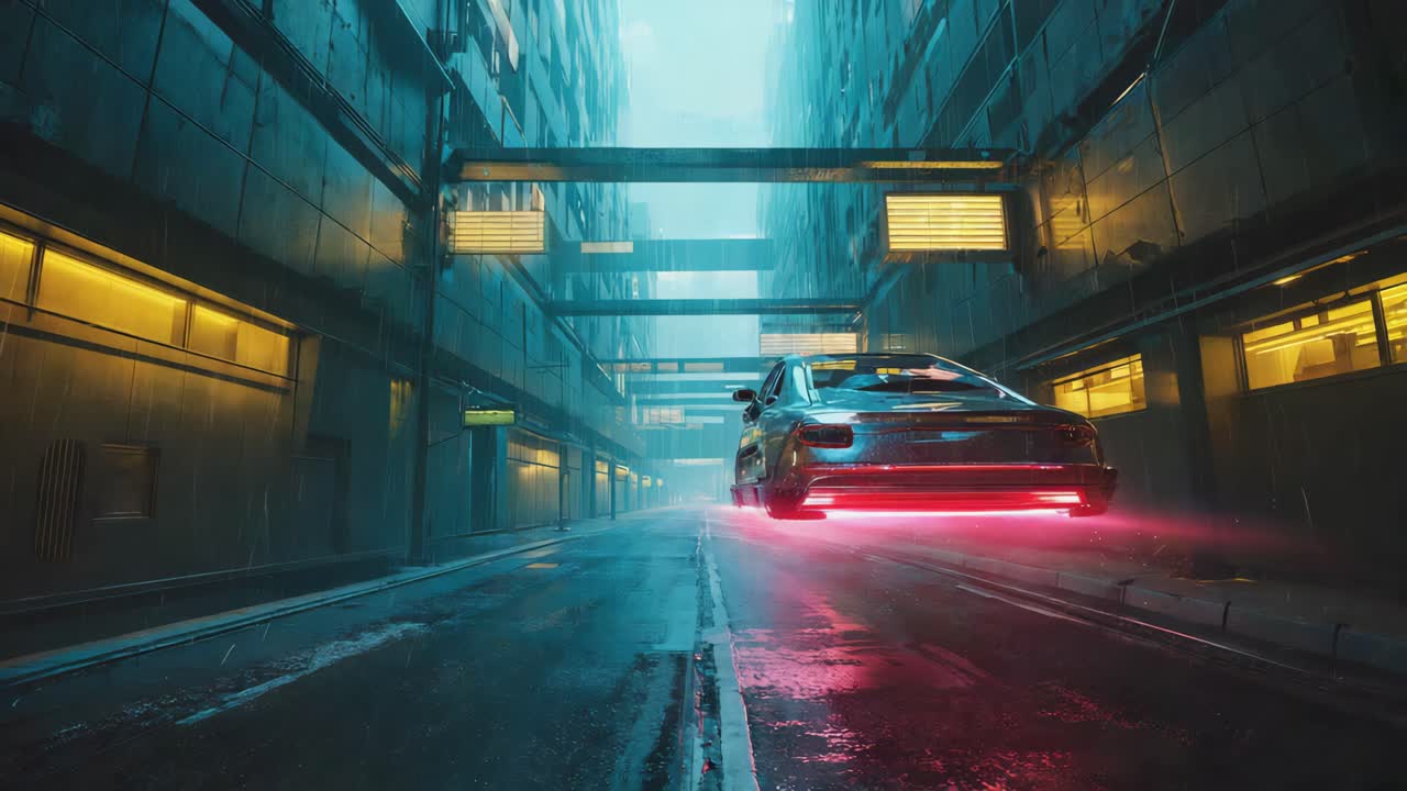 밤의 사이버 크 도시 풍경