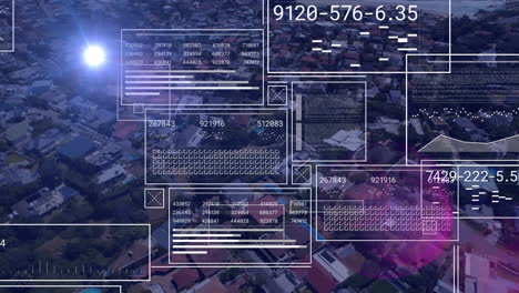 animación del procesamiento de datos sobre el paisaje urbano
