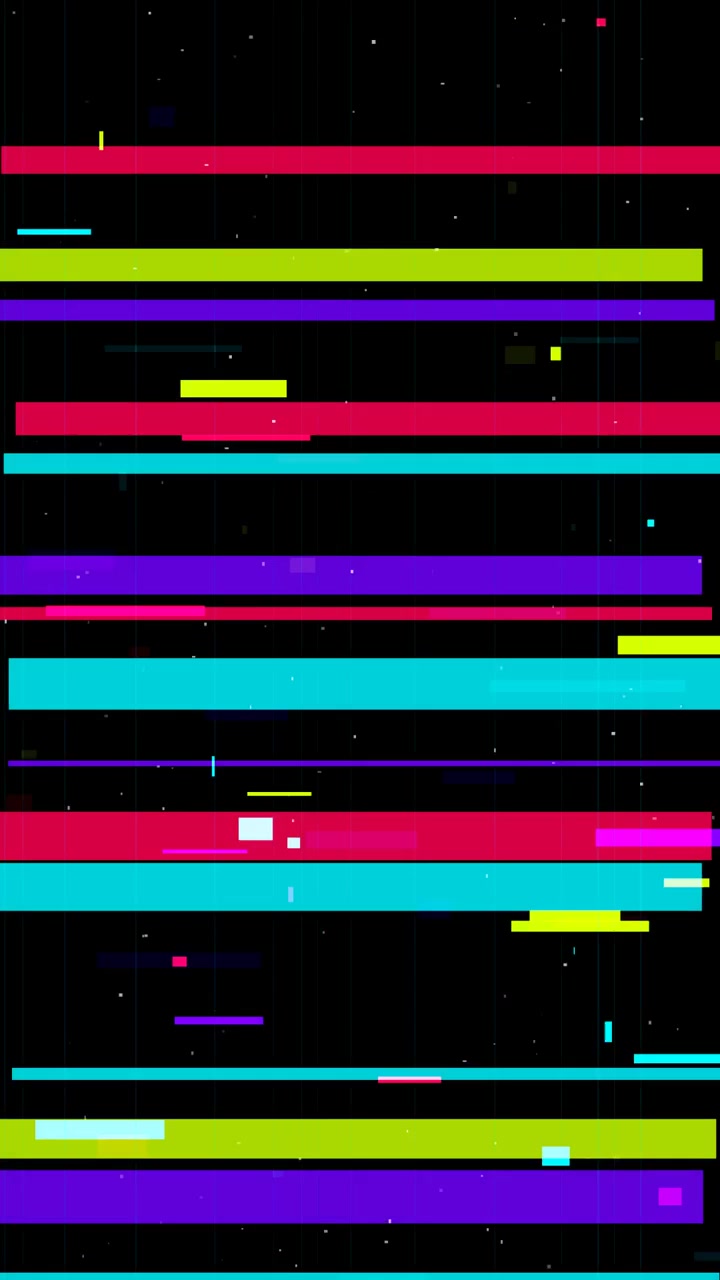 Digital Glitch Effect with Colorful Horizontal Bars and Noise