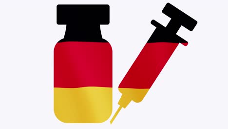 vial de vacuna contra el coronavirus y bandera de alemania