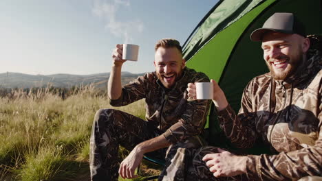 men camping in the mountains