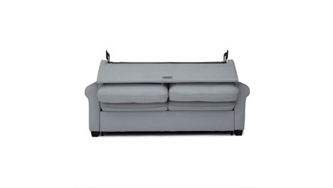 A-stop-motion-repeating-looped-time-lapse-shot-of-a-white-background-grey-fold-out-hide-a-bed-furniture-sofa-couch-love-seat