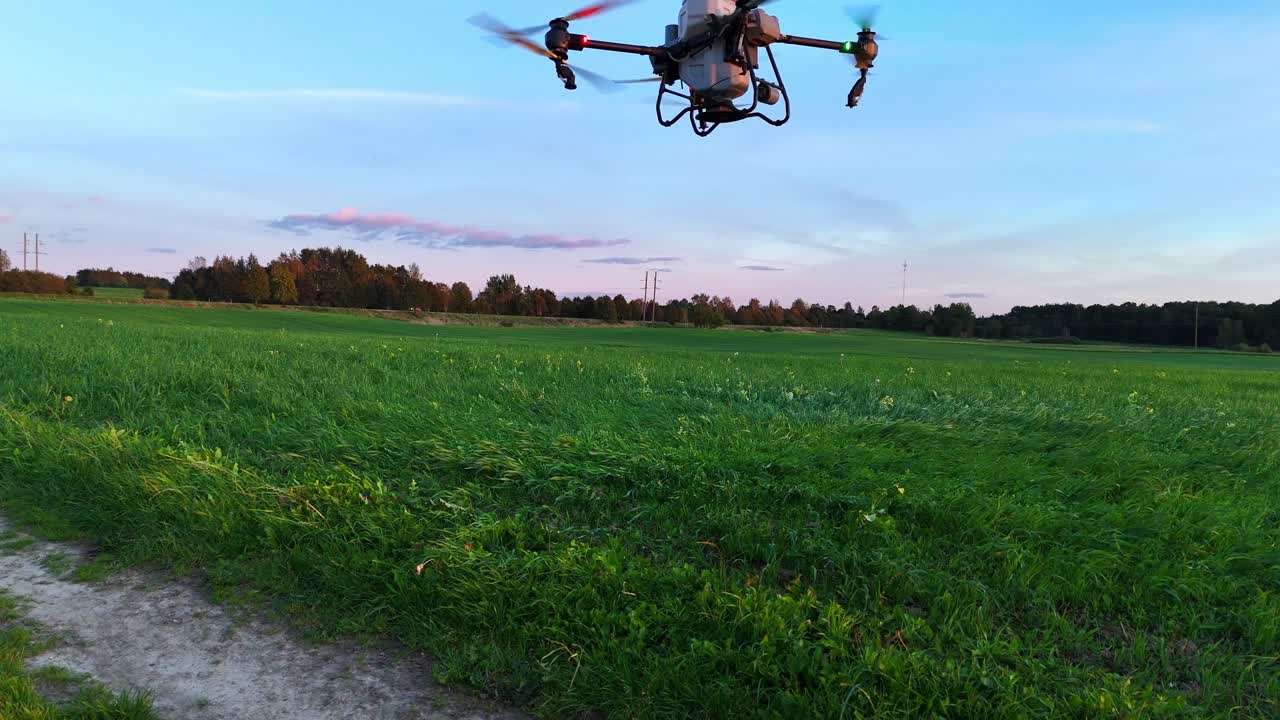 Agriculture drone (Agro Drone) used to seed, spray, and monitor crops. Modern farming technology for faster, cost efficient, eco friendly, energy saving, sustainable, high yield production of crops