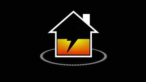 house with lightning bolt inside