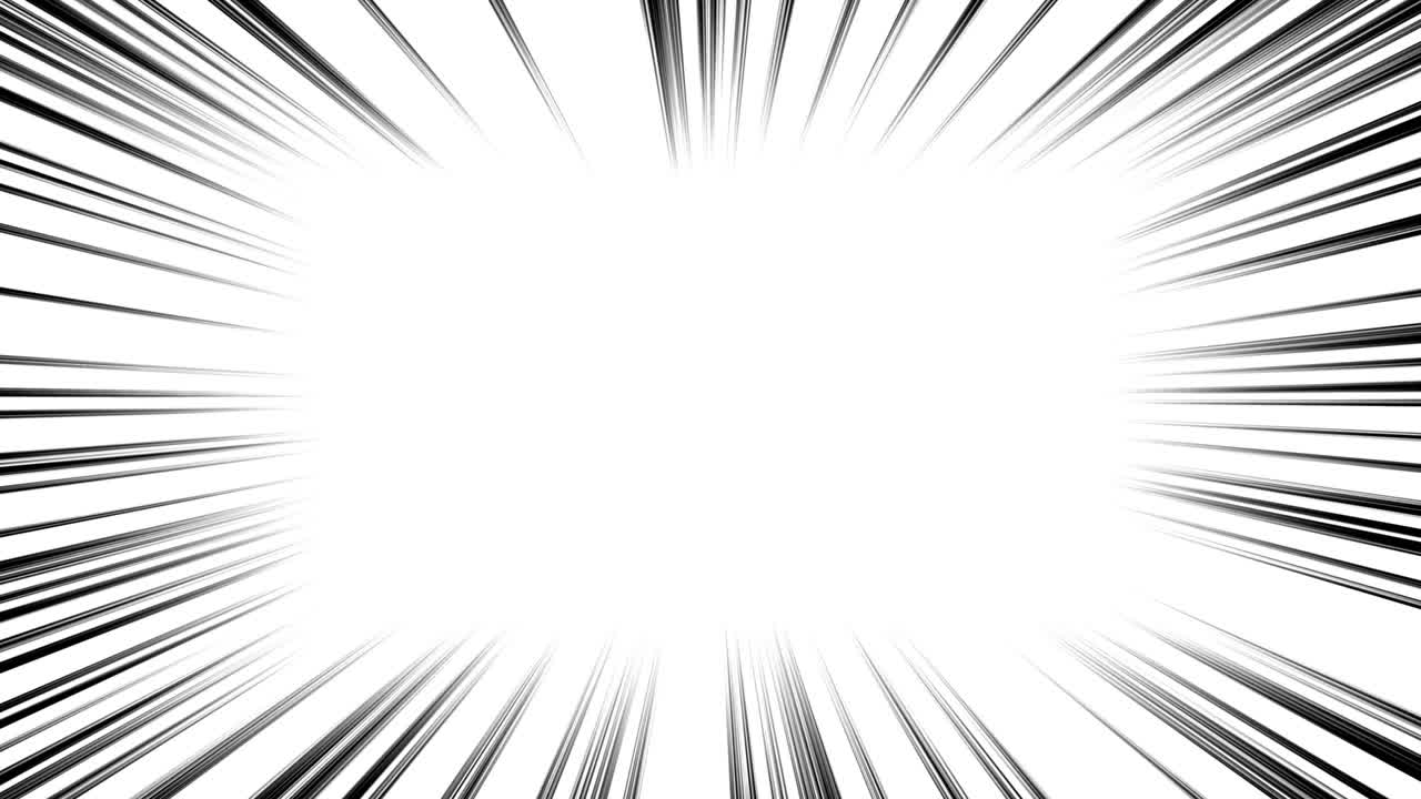 material cómico japonés. línea de velocidad, línea de efecto, línea de concentración. animación de bucle de línea concentrada de dibujos animados. marco de velocidad de manga. líneas radiales blancas y negras. alta velocidad.