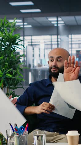 vertical video corporate dispute involving powerful people during a briefing meeting