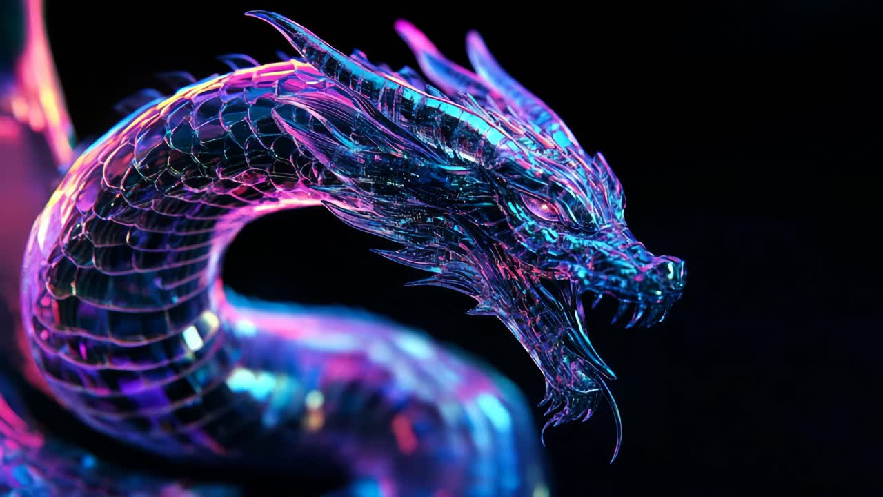 Glowing Neon Dragon Head