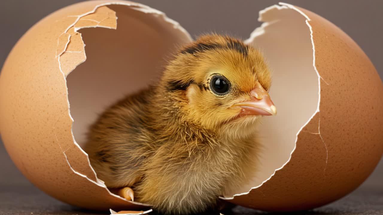 The Journey of New Life: A Chick Emerges from Its Egg, Capturing the Wonder of Nature in a Single Moment of Transformation and Growth