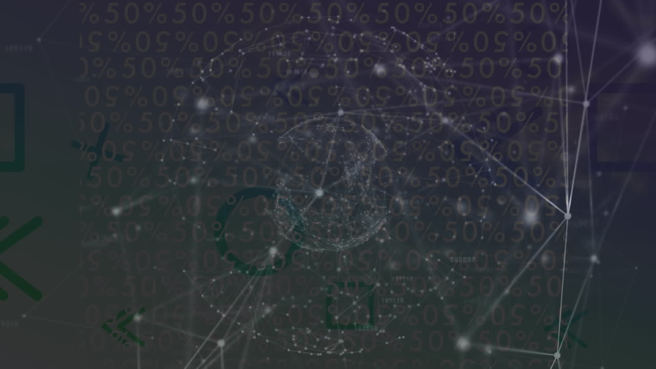 animación del procesamiento de datos y la red de conexiones