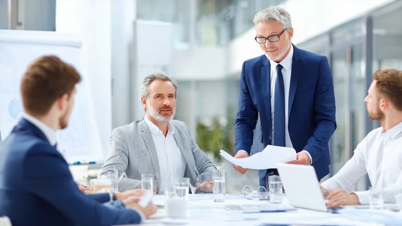 A Modern Business Meeting: Engaged Professionals Collaborate on Strategies and Solutions in a Bright Office Setting Highlighting Communication and Leadership Dynamics