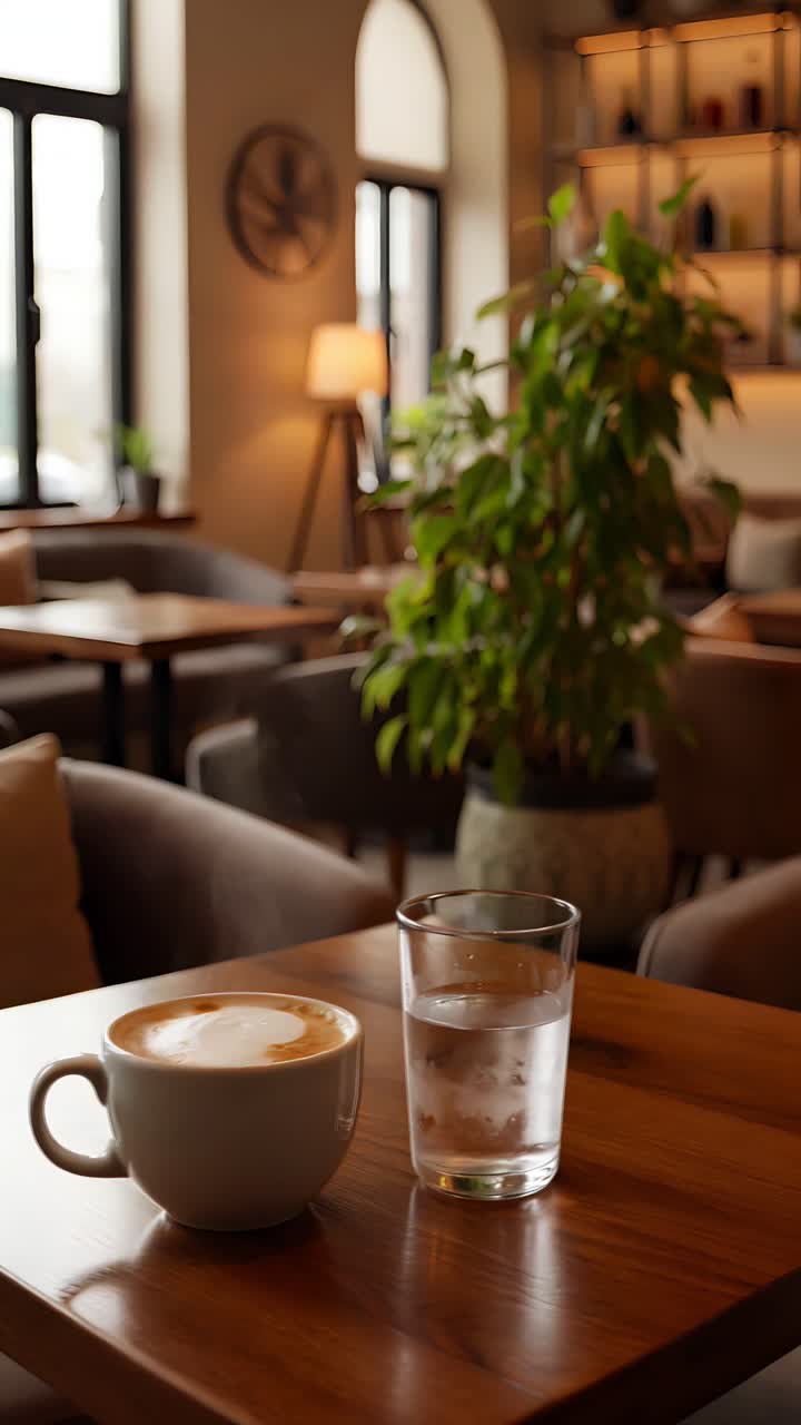 Interno di caffè estetico con atmosfera accogliente 4K