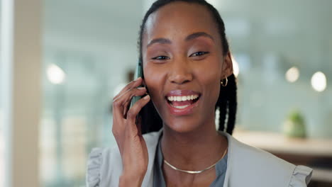 Closeup,-corporate-and-woman-with-phone-call