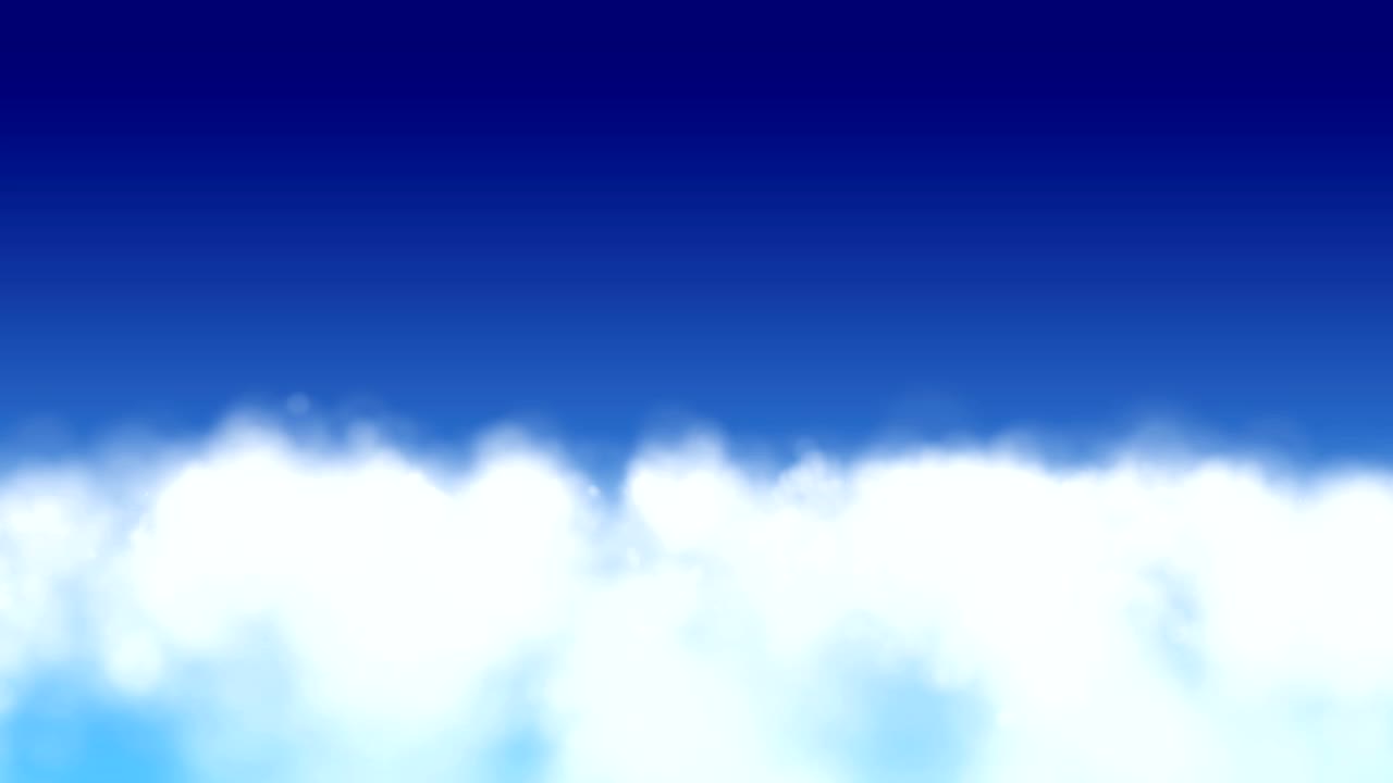 구름 위의 4k 애니메이션 비행, 루프 가능, 로고와 텍스트를 위한 중앙에 코피 스페이스, 모션 그래픽 및 애니메이션 배경.