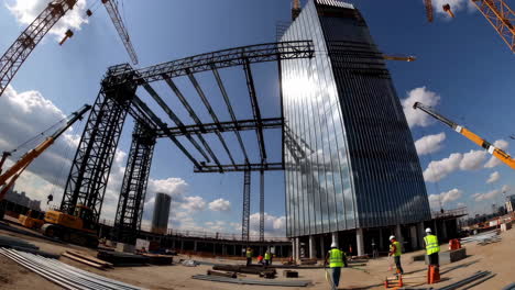 construction of a modern skyscraper