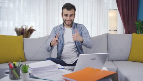 portrait of happy and sympathetic freelance businessman.