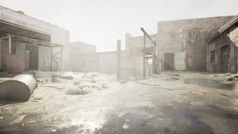 edificios abandonados en un entorno urbano desolado