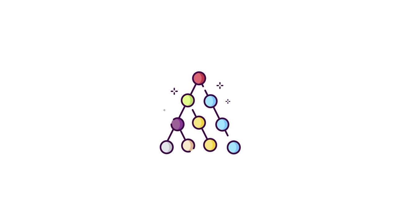 Animated Tree Structure with Colorful Nodes and Connections