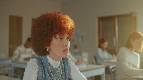 female student in a classroom