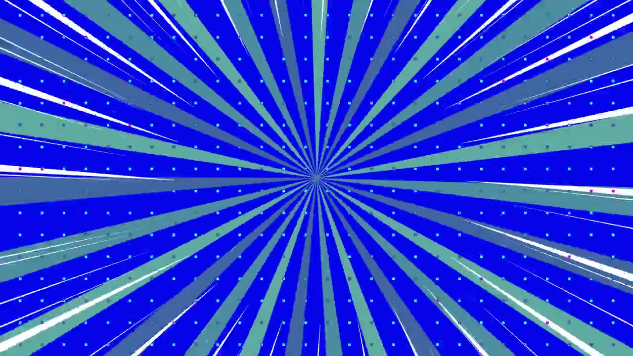 Animated Radial Sunburst Background with Blue and Green Comic Style Rays