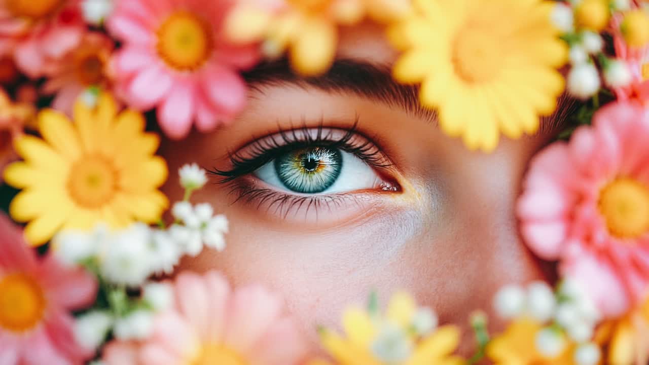 Женщина с цветами в волосах.