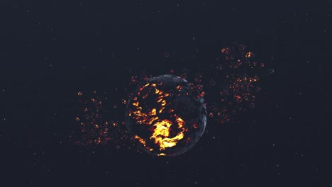 exploding planet in space