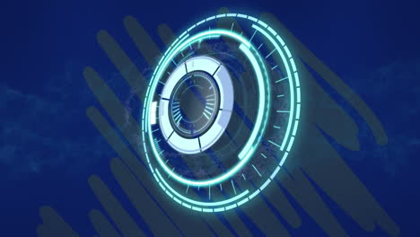 animación de escaneo de alcance sobre el cerebro y la cadena de adn en fondo azul