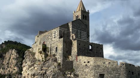 porto vener church low angle from the sea