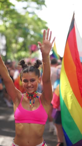 celebrating pride at a parade