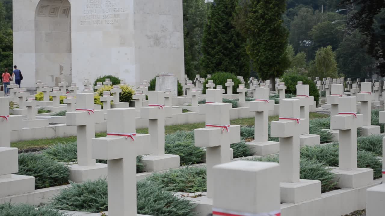 Cimitero militare polacco del periodo 1918-1920. Leopoli, Ucraina. Cimitero di Lychakiv, il complesso storico e commemorativo (dal 1991) a Leopoli nel quartiere storico di Lychakiv, uno dei cimiteri più antichi dell'Ucraina.