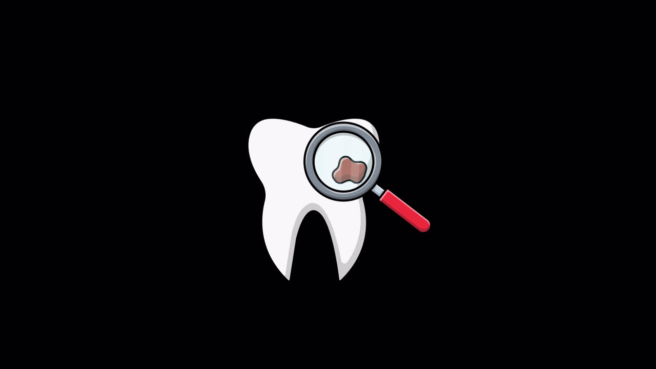 Animated Magnifying Glass Reveals Cavity on a Tooth