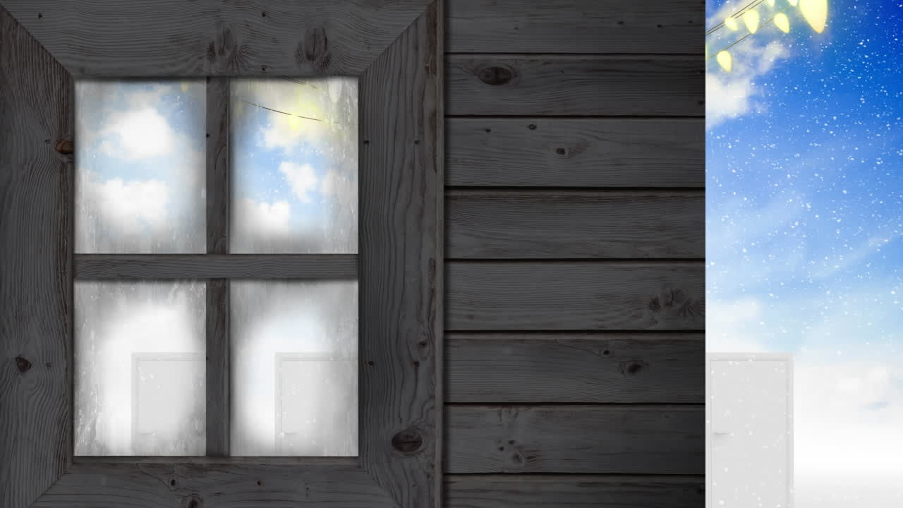 하늘과 구름 배경 위의 크리스마스 장식의 애니메이션