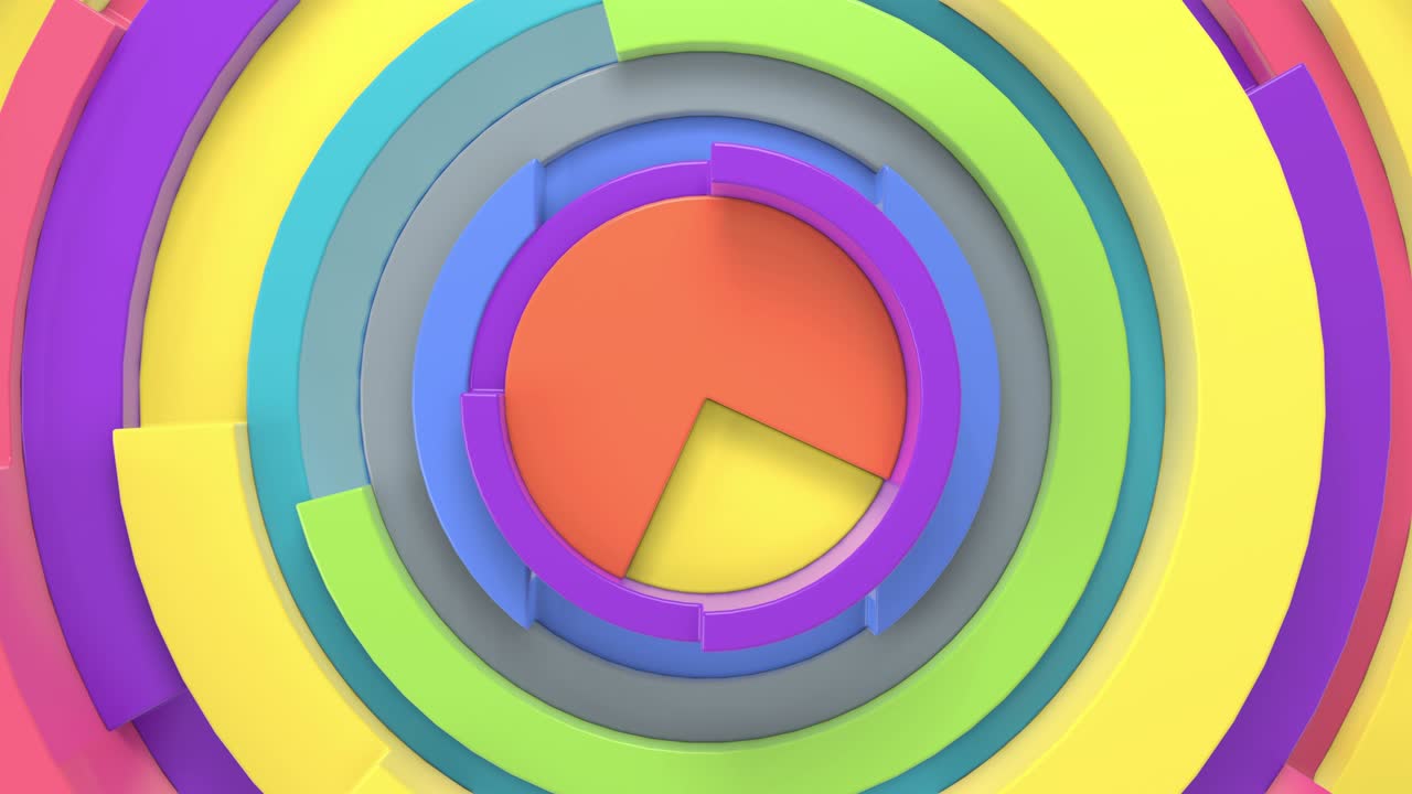 fondo abstracto de forma de círculo colorido. animación 3d con resolución 4k.