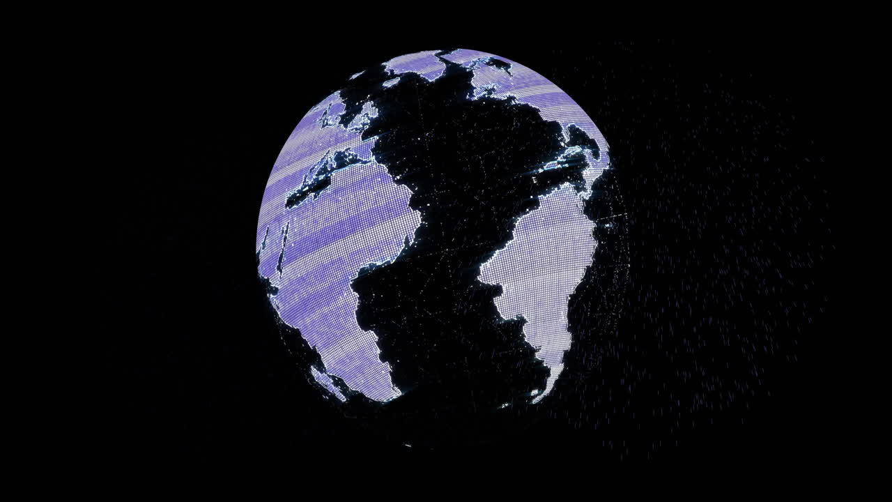 검은 바탕에 회전하는 지구의 애니메이션