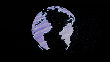 animación de un globo giratorio sobre un fondo negro