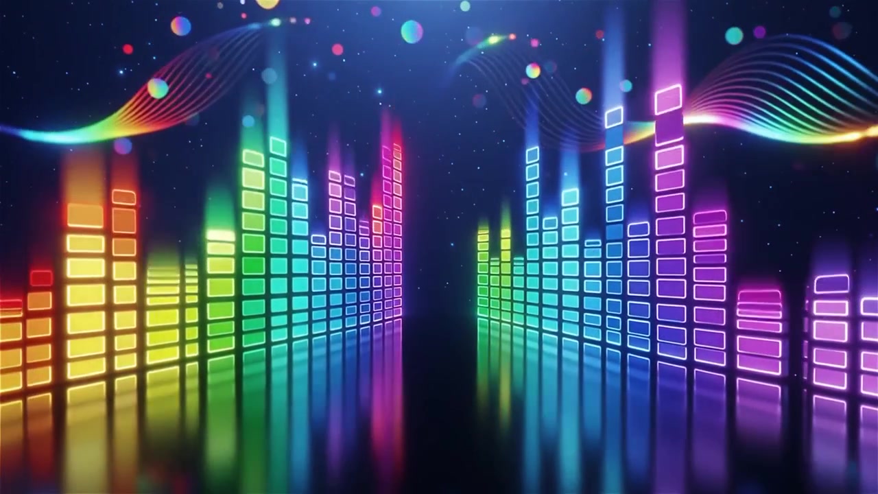 Futuristic Rainbow Neon Music Equalizer Visualizer Background
